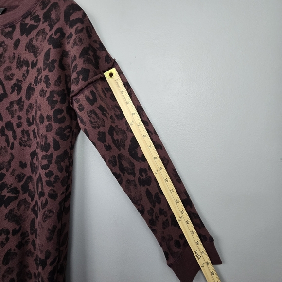 PEYTON JENSEN Leopard‎ Print Fleece Lined Sweater Brown Black Womens Size S - Picture 7 of 9